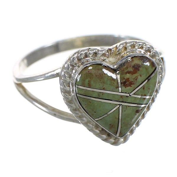 Turquoise Silver Southwestern Heart Ring Size 7-3/4 YX80285